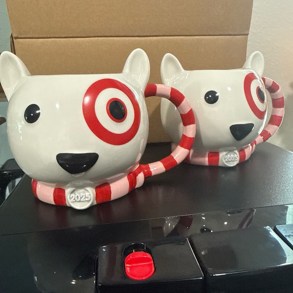 NWT 2 Target Red and White Dog Mugs